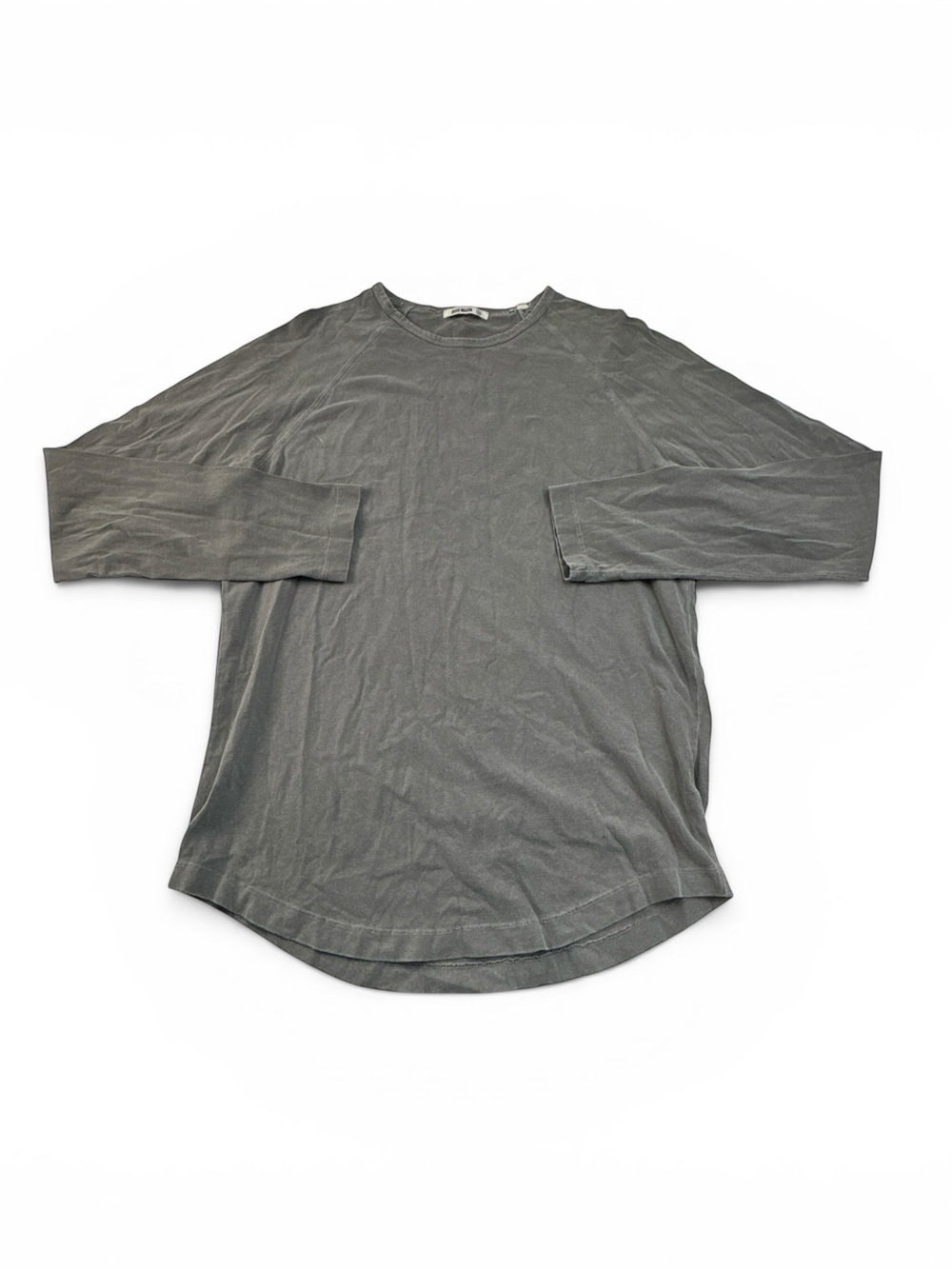 Buck Mason Mens Long Sleeve Crewneck Tee Size XS Curved Hem Gray